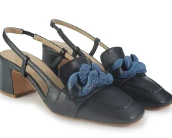Slingback Pelle Blu