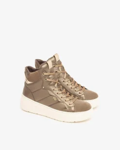 Sneakers Alta Donna Platform Pelle Argilla