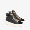 Sneakers Alta Donna Platform Pelle Nero