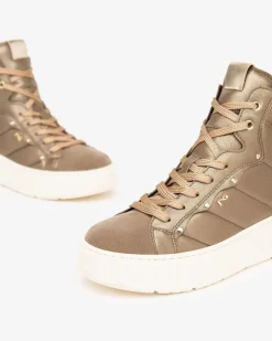 Sneakers Alta Donna Platform Pelle Argilla