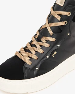 Sneakers Alta Donna Platform Pelle Nero