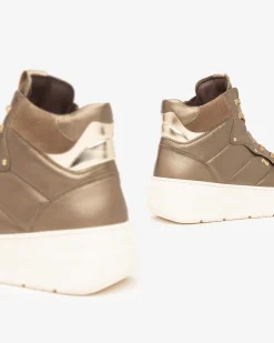 Sneakers Alta Donna Platform Pelle Argilla