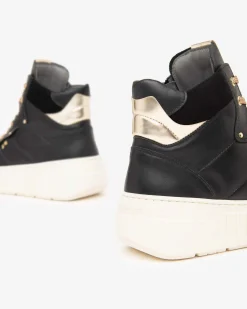 Sneakers Alta Donna Platform Pelle Nero