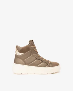 Sneakers Alta Donna Platform Pelle Argilla