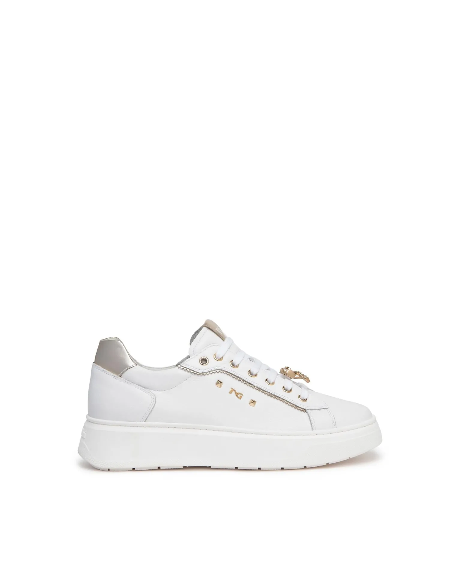 Sneakers Bassa Donna in Pelle Bianca con Charms