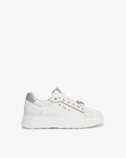 Sneakers Bassa Donna in Pelle Bianca con Charms