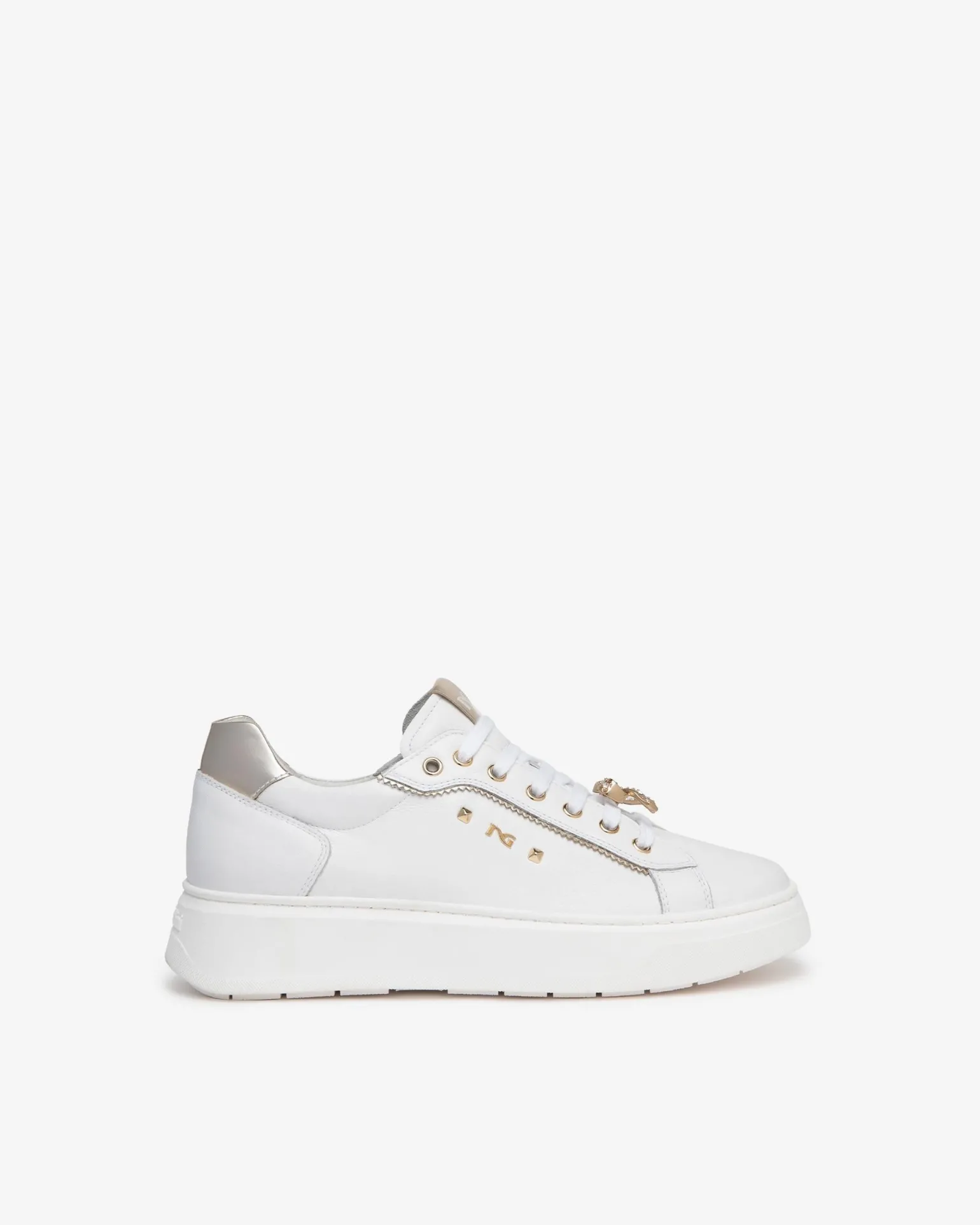 Sneakers Bassa Donna in Pelle Bianca con Charms