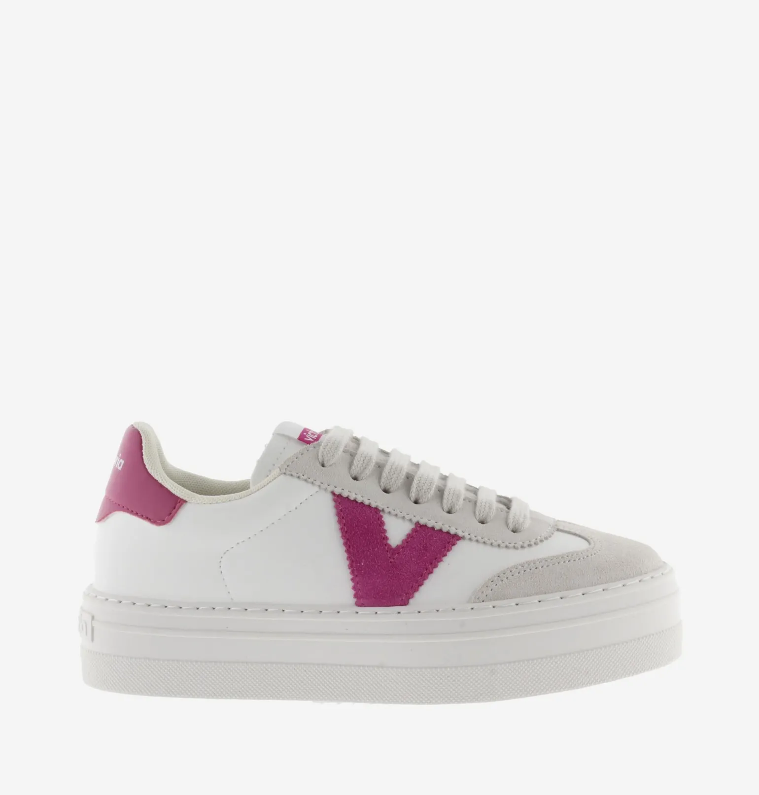 Sneakers Bassa Donna Platform Bianco Fucsia