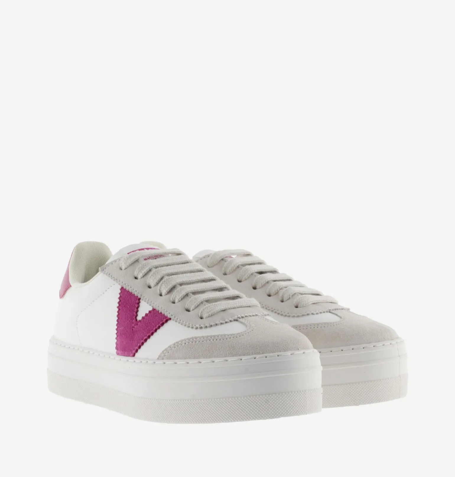 Sneakers Bassa Donna Platform Bianco Fucsia