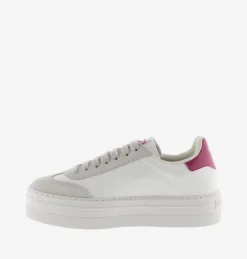 Sneakers Bassa Donna Platform Bianco Fucsia
