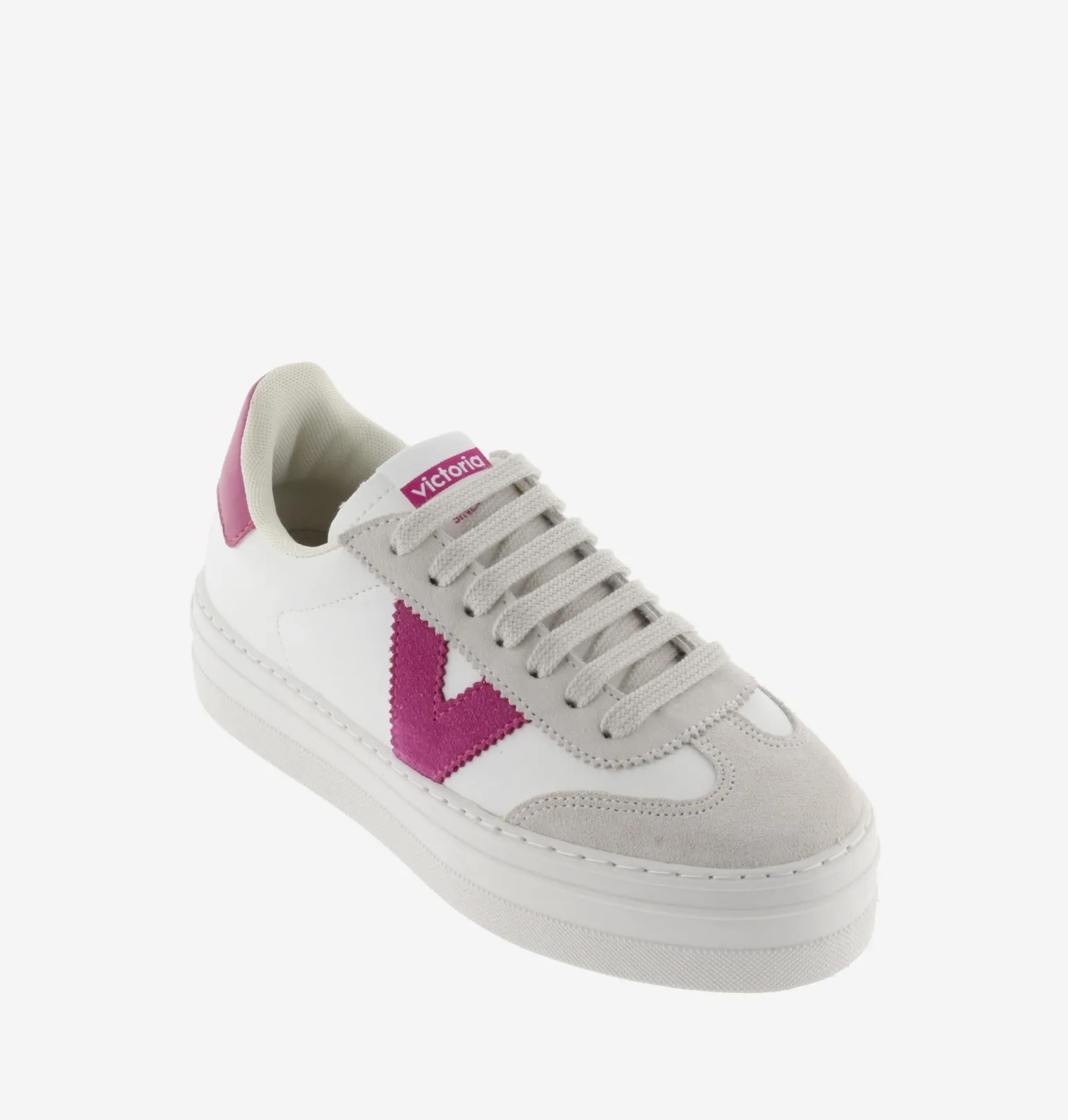 Sneakers Bassa Donna Platform Bianco Fucsia