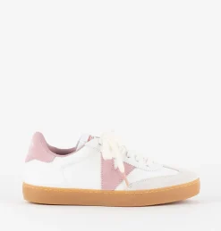Sneakers Donna Bassa Pelle Bianco Rosa