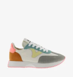 Sneakers Donna Bassa Pelle Multicolor Corallo
