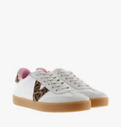 Sneakers Donna Bassa Pelle Bianco Animalier