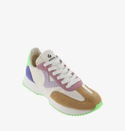 Sneakers Donna Bassa Pelle Multicolor Verde