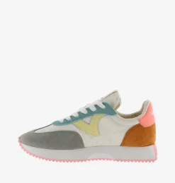 Sneakers Donna Bassa Pelle Multicolor Corallo