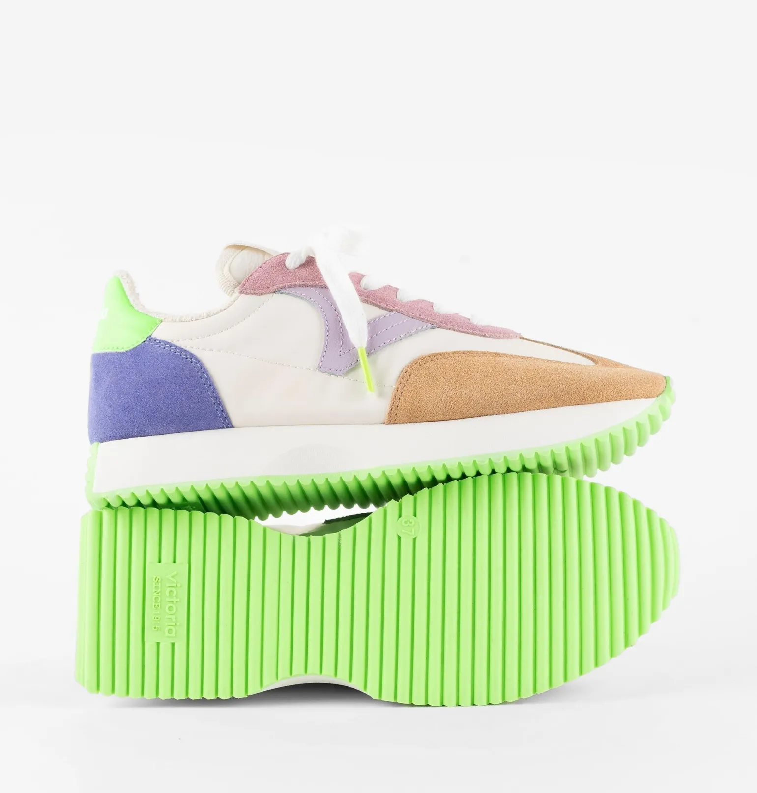 Sneakers Donna Bassa Pelle Multicolor Verde