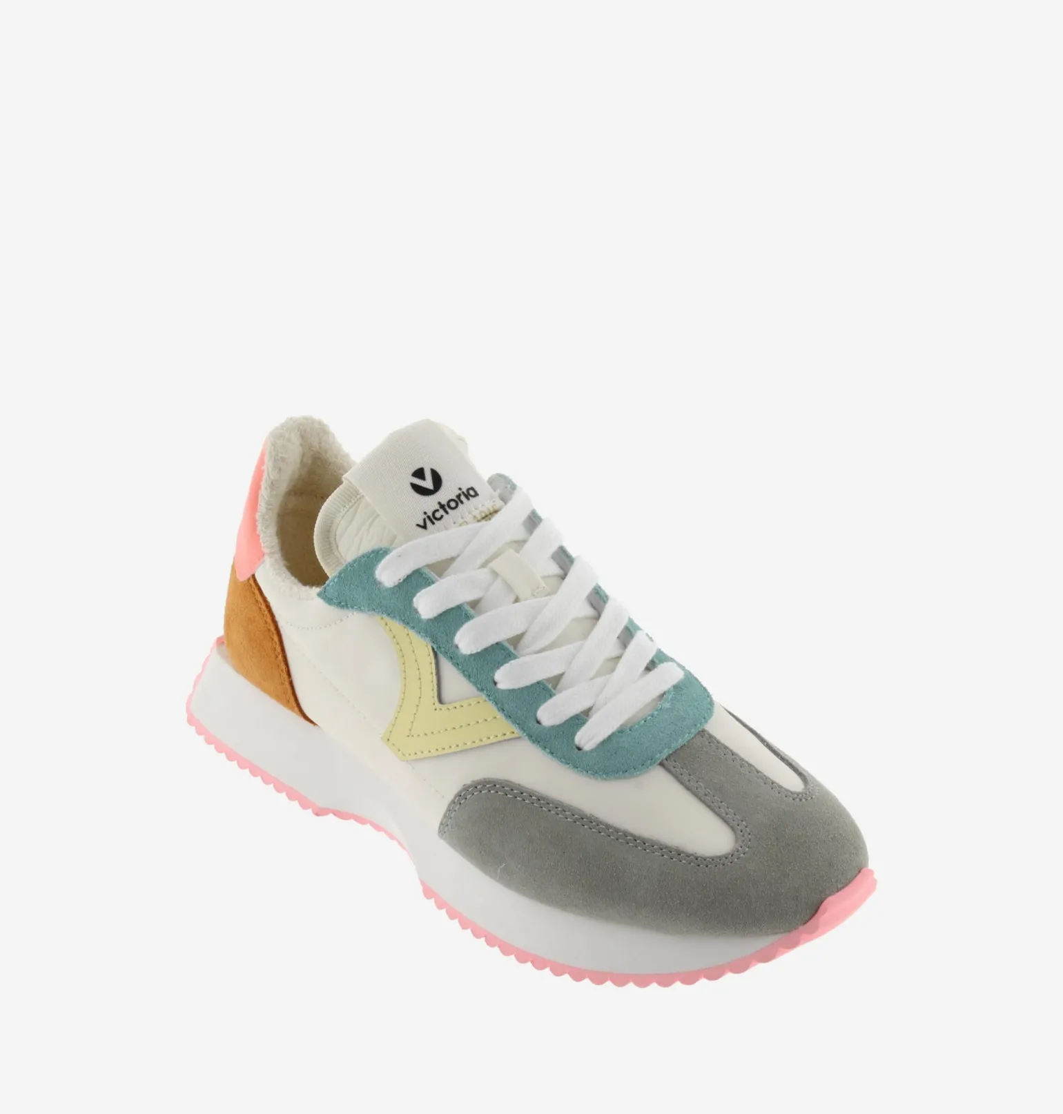 Sneakers Donna Bassa Pelle Multicolor Corallo