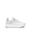 Sneakers Donna con Lacci e Zip in Pelle Bianca