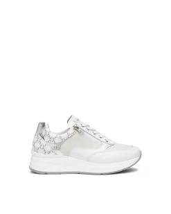 Sneakers Donna con Lacci e Zip in Pelle Bianca