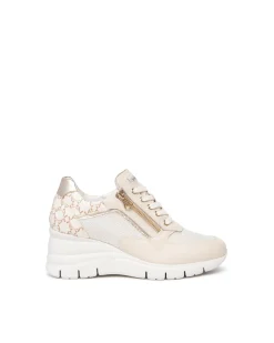 Sneakers Donna con Zeppa in Pelle Milk