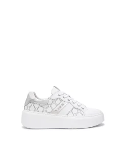 Sneakers Donna con Zeppa in Pelle Bianca