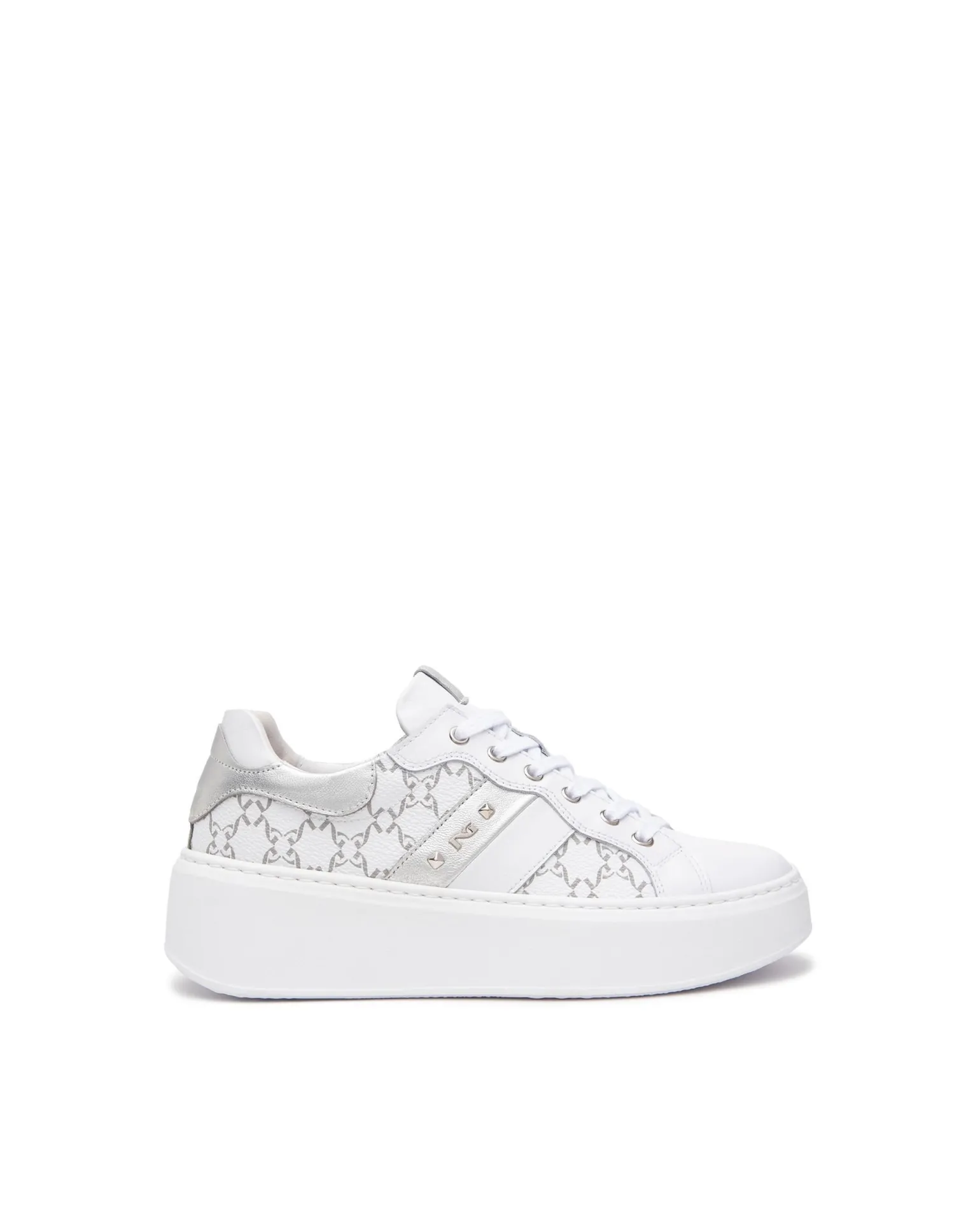 Sneakers Donna con Zeppa in Pelle Bianca