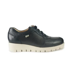 Sneakers Donna con Zeppa in Pelle Blu