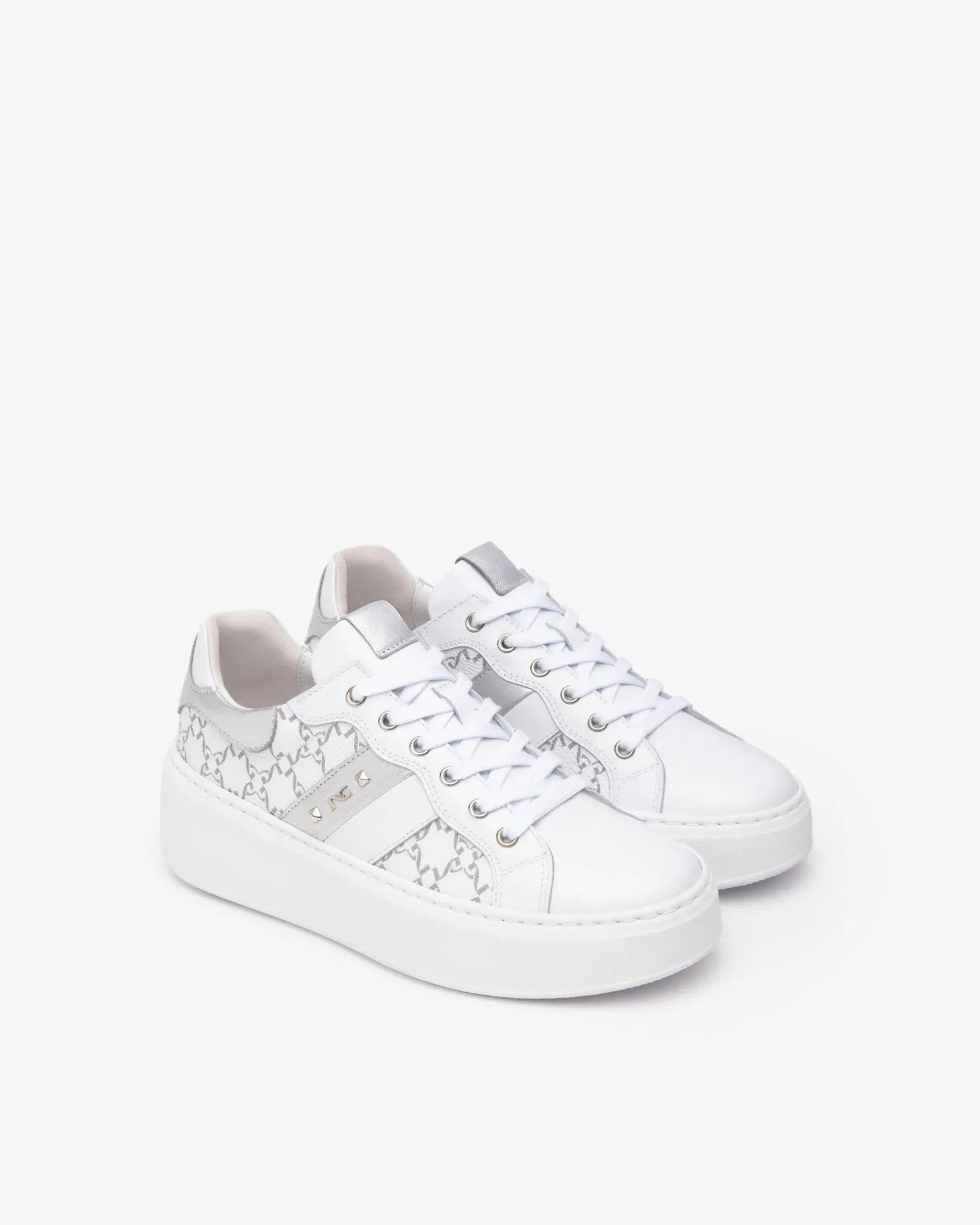 Sneakers Donna con Zeppa in Pelle Bianca