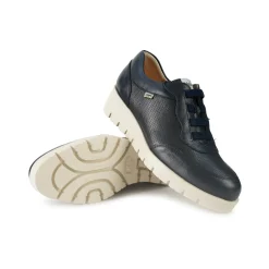 Sneakers Donna con Zeppa in Pelle Blu