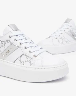 Sneakers Donna con Zeppa in Pelle Bianca