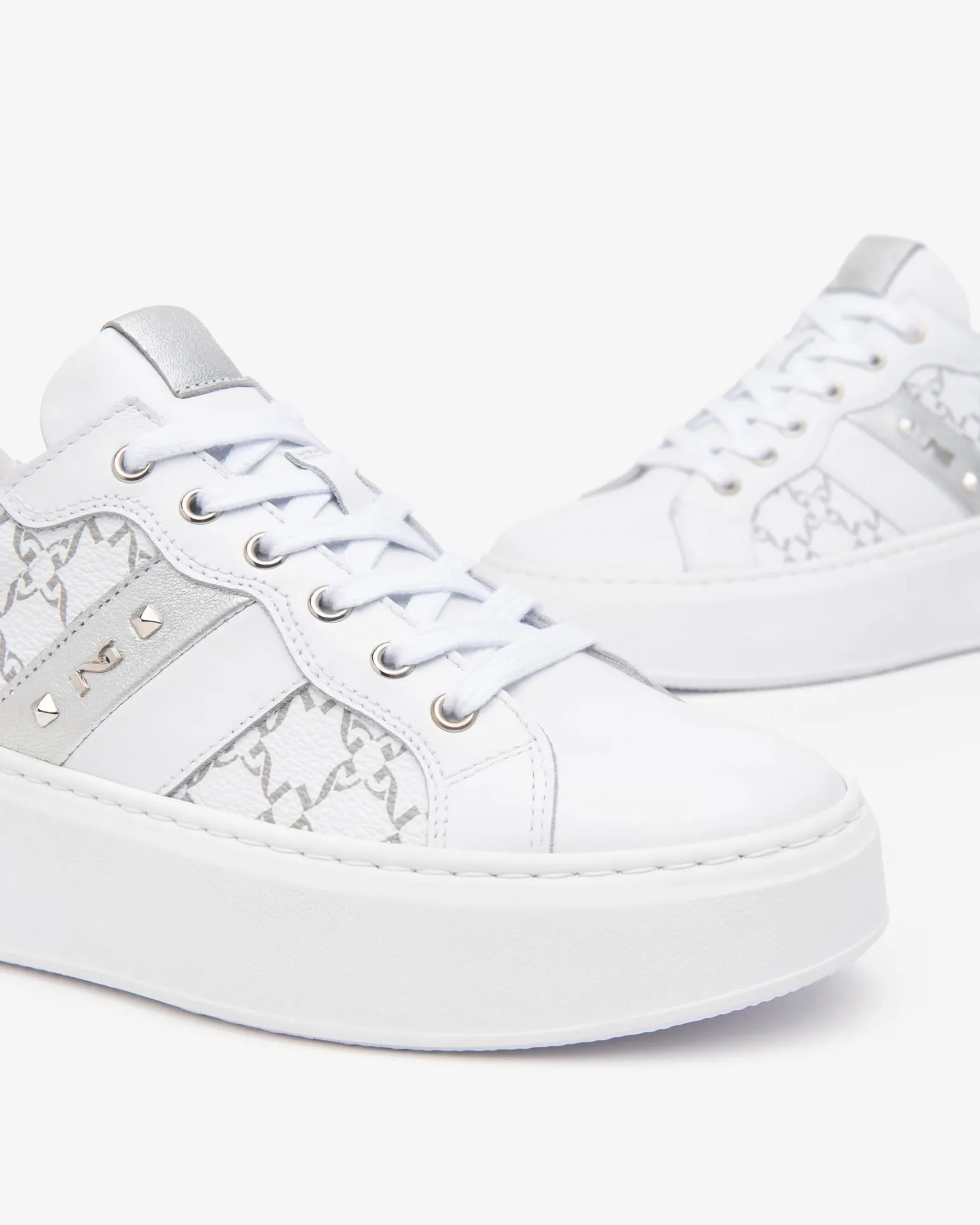 Sneakers Donna con Zeppa in Pelle Bianca