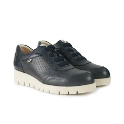 Sneakers Donna con Zeppa in Pelle Blu