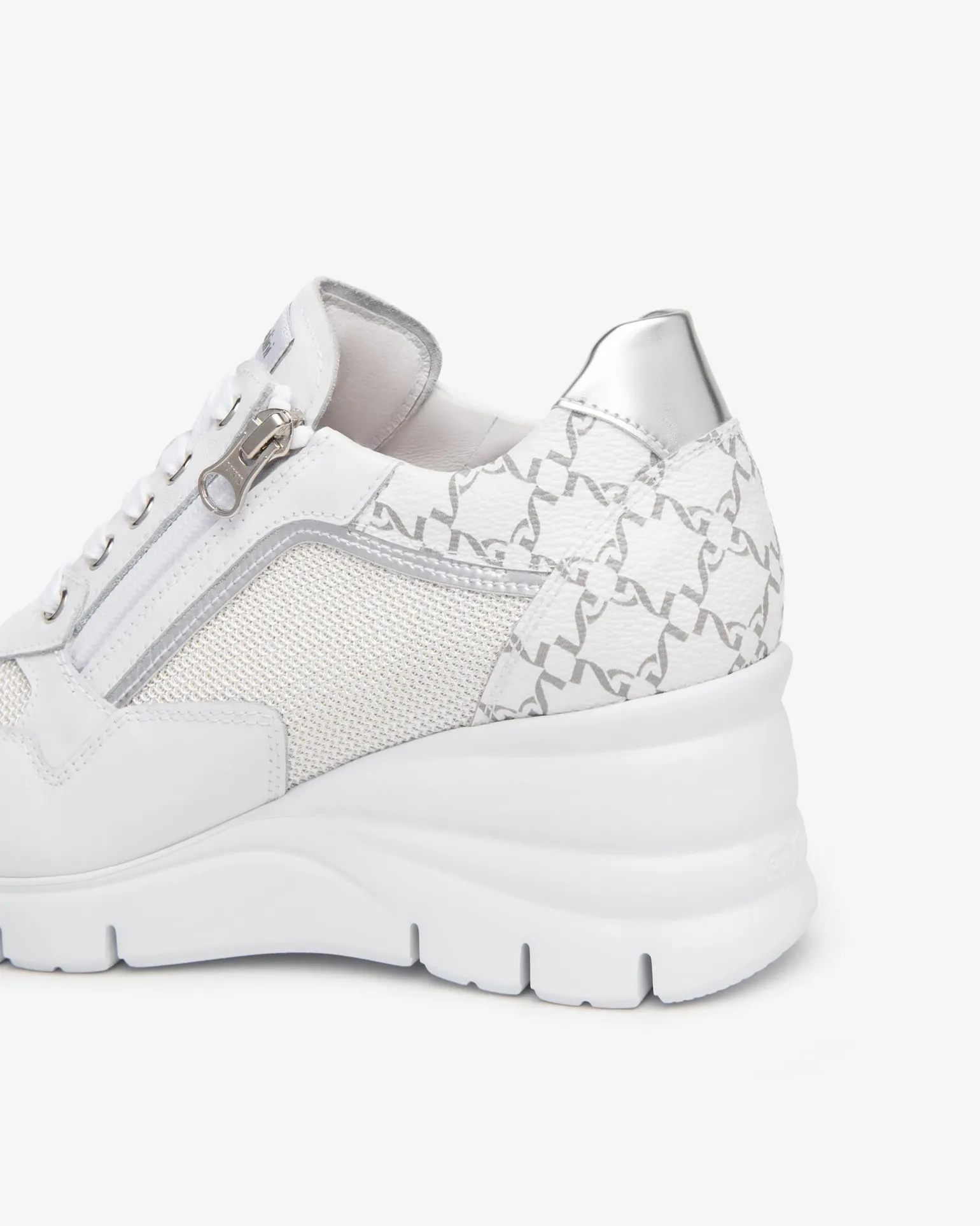 Sneakers Donna con Zeppa in Pelle Bianca