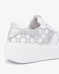 Sneakers Donna con Zeppa in Pelle Bianca