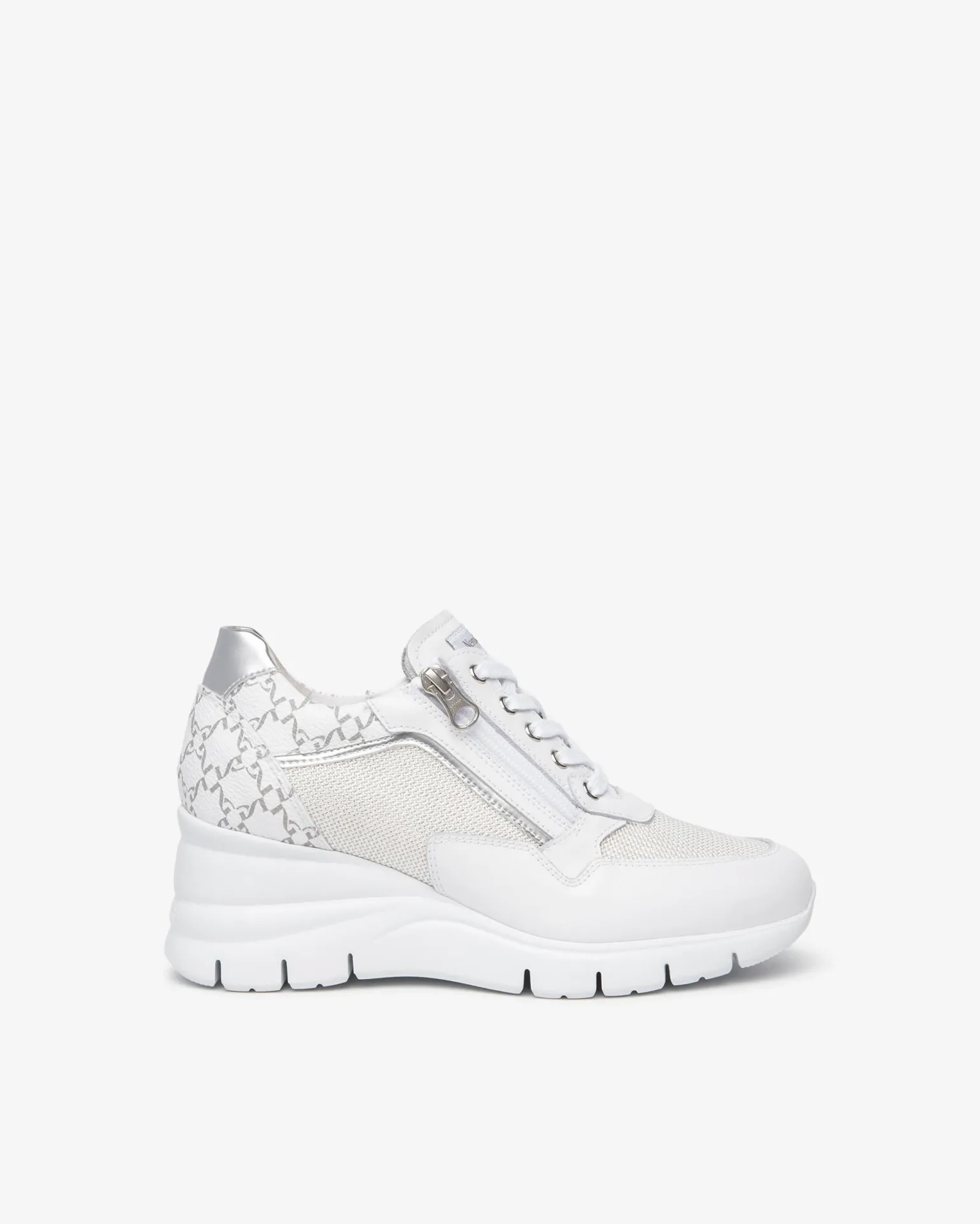 Sneakers Donna con Zeppa in Pelle Bianca