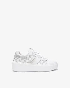 Sneakers Donna con Zeppa in Pelle Bianca