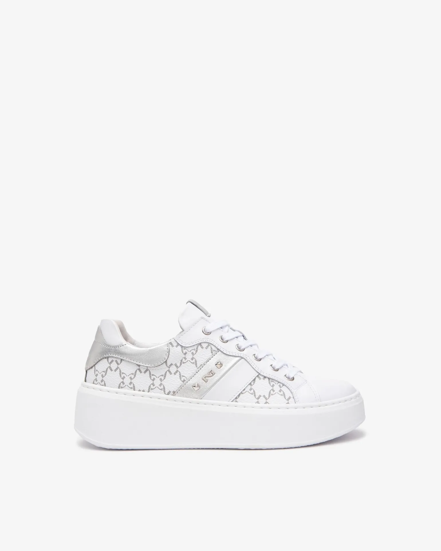Sneakers Donna con Zeppa in Pelle Bianca