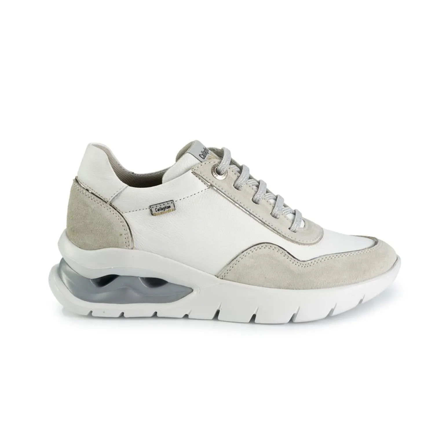 Sneakers Donna in Pelle Bianca con Fondo Ammortizzato