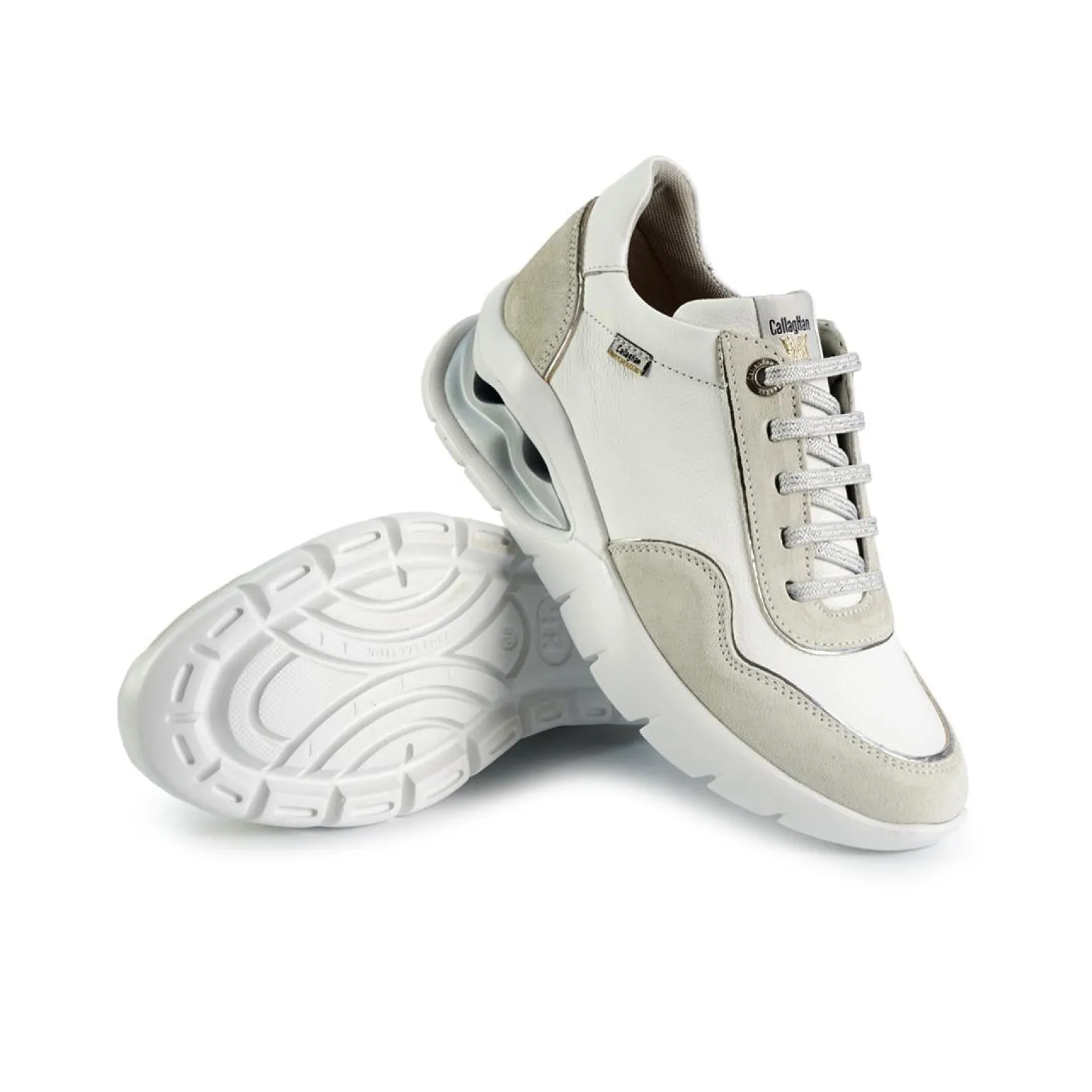 Sneakers Donna in Pelle Bianca con Fondo Ammortizzato