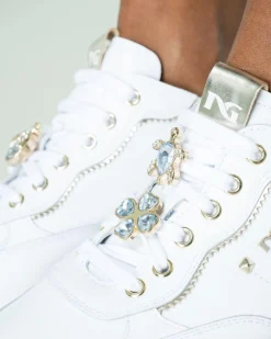 Sneakers Donna in Pelle Bianca con Charms