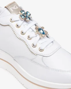 Sneakers Donna in Pelle Bianca con Charms