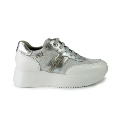 Sneakers Donna in Pelle e Tessuto Argento