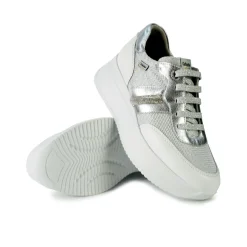 Sneakers Donna in Pelle e Tessuto Argento