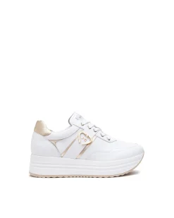 Sneakers Donna Platform in Pelle Bianca