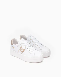 Sneakers Donna Platform in Pelle Bianca