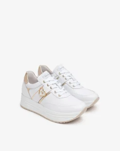 Sneakers Donna Platform in Pelle Bianca