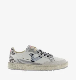 Sneakers Donna Smash Bassa Bianca Gris Animalier