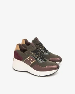 Sneakers Donna Zeppa Multicolor Bordo