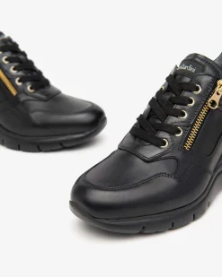 Sneakers Donna Zeppa Pelle Nero